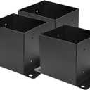 6X 6 Post Base 3 PCS,Inner Size 5.6"x5.6"Deck Post Base,Heavy Duty Metal Black Powder Coated Post Brackets,for Pavilion Deck Railing Support Deck Base Plate, Support Bolt Down (3PCS)