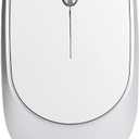 Rechargeable Wireless Mouse, Portable Mobile Optical Cordless Mouse with USB Receiver 1000/1200/1600 Adjustable DPI Computer Mouse 3 Keys for Laptop PC (Silver)