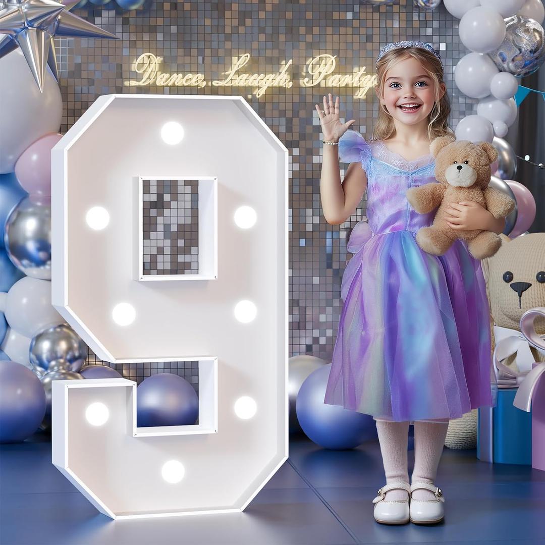 Colorful Marquee Numbers 3FT, Light Up Numbers 9 for 9th Birthday Decoration, 9th Birthday Light Up Sign with 18 Colors Remote Control, Large Numbers for Party Anniversary Decor