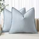 MIULEE Decorative Linen Pillow Covers 20x20 Inch Light Blue Boho Farmhouse Neutral Couch Throw Pillows for Bed Pack of 2 Accent Outdoor Pillowcase Modern Sofa Cushion Livingroom Home Decor