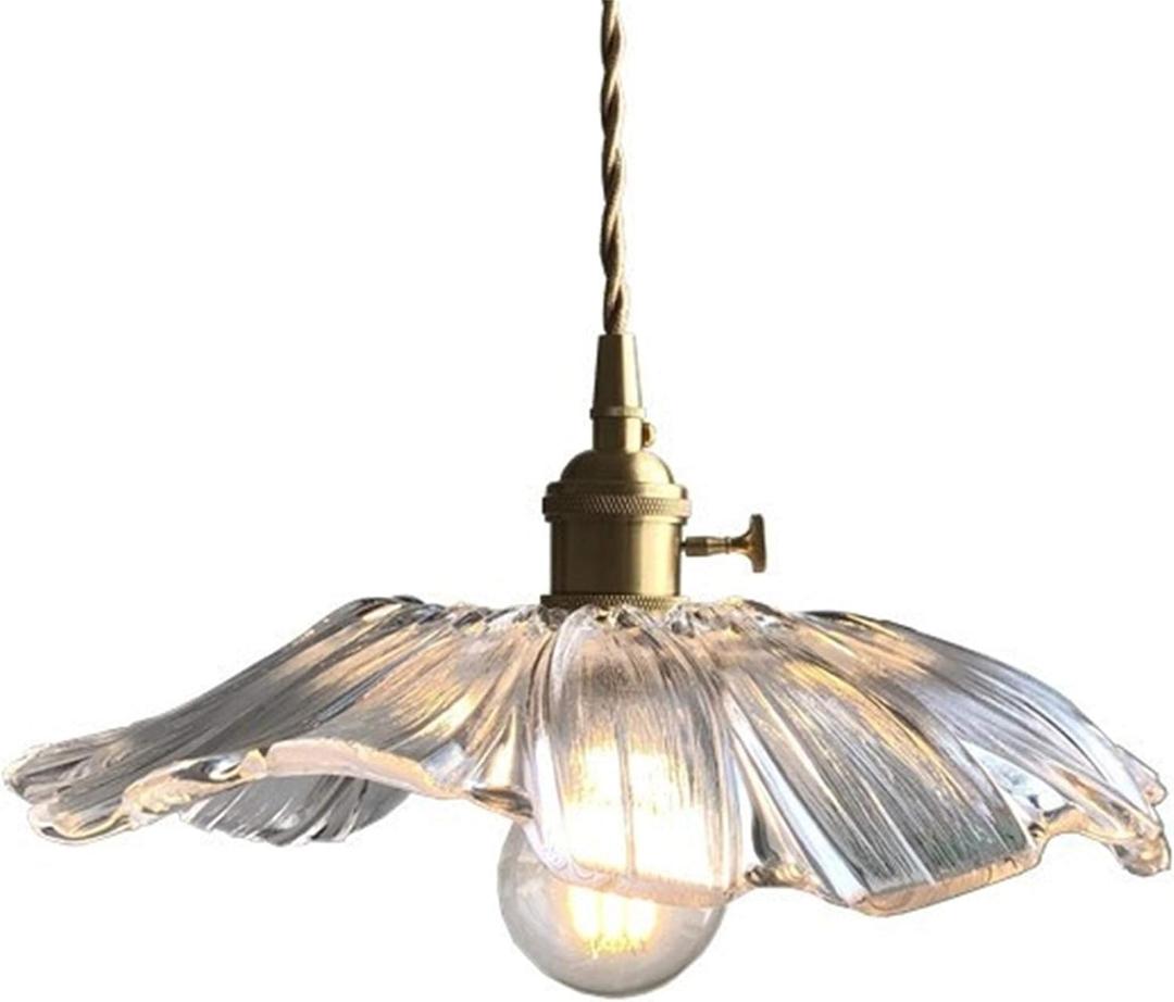 E27 Lotus Leaf Glass Gold Copper Modern Nordic Pendant Lights Hanging Lamp Kitchen Island Lamp Flower Ceiling Lamp Living Room Pendant Lamp