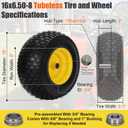 2Pcs 16x6.50-8 Tire and Wheel, 4 Ply Tubeless Lawn Mower Tires 16x6.50-8, Universal Fit Front Wheels 16x6.50x8 Lawn Tractor Tires, 3" Offset Hub, 3/4" 5/8" Bearings, 615lbs Capacity