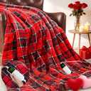 Heated Electric Blanket Twin Size,62X84 Heating Blanket,Red Plaid Soft Sherpa Blankets Warmer Gift for Grandma Women Adult,Fast Heating Washable