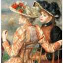 Pierre Auguste Renoir Canvas Prints - Two Girls Wall Art - Impressionism Poster - Portrait Posters - Fine Art Print for Bedroom,Living Room,Bathroom,Kithchen-Unframed (12x16in/30x40cm)