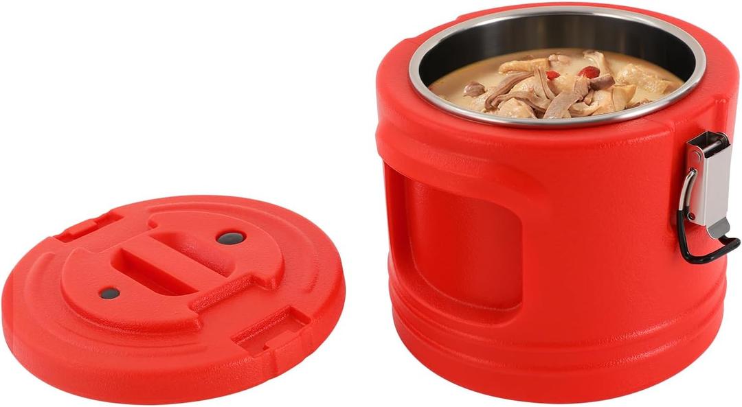 5L Portable Commercial Food Warmer, Insulated Bucket, Insulated Soup Container, Insulated Soup Carrier, Commercial Soup Containers with Lid for Hot or Cold Food Storage (Red, 5L)