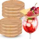 Mumufy 8 Pcs Wine Glass Charcuterie Topper Bamboo Round Mini Charcuterie Boards Dual Use Cups Topper Plates for Family Gatherings Bars Restaurants (5'')