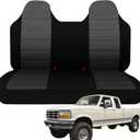 ESMING Front Bench Seat Cover with Molded Headrests for Ford F150 F250 F350 1992 1993 1994 1995 1996 1997 1998 Heavy-Duty Oxford Fabric No Center Armrest Washable Truck Seat Protector - Black