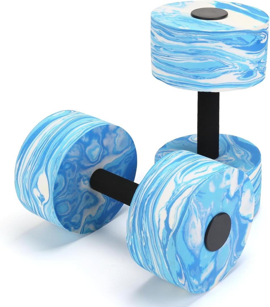 Aquatic Exercise Dumbbells, 2PCS Aqua Fitness Barbells, High-Density EVA-Foam Dumbbell Set, Pool Weights Dumbbells Set for Water Aerobics Weight Loss, Pool Fitness, Water Exercise (Blue)