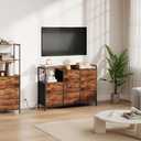Somdot Dresser with Charging Station and Open Shelves,Dresser for Bedroom with 8 Drawers,Storage Cabinets Organization Units for Living Room,Hallway, Sturdy Metal Frame,Wood Top,Wood Grain Print, 11.4"D x 39"W x 27.8"H