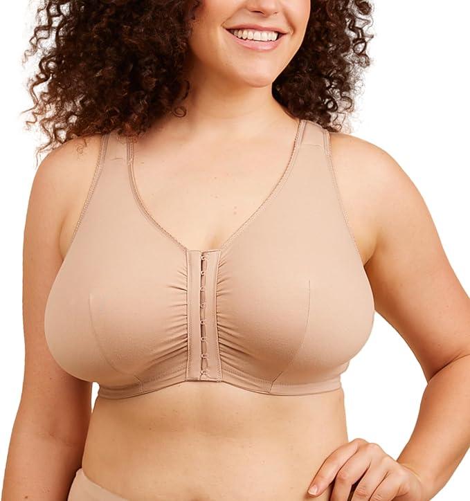 LEADING LADY Meryl Cotton Front-Closure Comfort & Sleep Bra - Comfy Cotton Sleep and Leisure Bras for Women 34C/DD