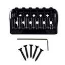 OVSAL 6 String Guitar Fixed Bridge 10.5mm Zinc Alloy Saddle Baseplate Electric Guitar Hardtail Bridge Compatible with Telecaster Tele Strat Style Electric Guitar Replacement Parts Vacuum Black
