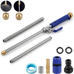 High Pressure Power Washer Wand, Watering Sprayer Cleaning Tool, Hydro Jet Water Hose Nozzle, Wand Lance for Gutter Patio Car Pet Window blue