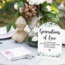 2 x Acrylic Wedding Sign Generations of Love Signs for Ceremony Modern Calligraphy Arch Acrylic Table Top Signs for Wedding Reception and Event Party Table Decor (White Eucalyptus Leaves)