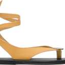 Strap Flip Flop Flat Sandals for Women with Metal Circular Ankle Strappy Ladies Fashion Cute Summer Thong Sandals Dressy. (5, Yellow-1)