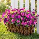 Artificial Flowers for Outdoors, 6 Bundles Silk Fake Hibiscus Flowers for Spring Summer Decoration, UV Resistant Fake Plants Plastic Bouquet for Home Planter Porch Patio Yard Decor(Light Purple Red)