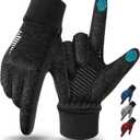 rivmount Lightweight Winter Running Gloves, Touch Screen & Anti-Slip Warm Thermal Glove Liners, Cool Weather Driving Cycling Hiking Biking Walking Sporting for Women Men (Large, Black)