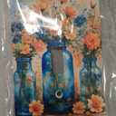 Decorative Switch Covers Plate Rustic Yellow Flowers Floral Blue Bottles 1 Gang Wall Plate Oversized Single Toggle Wall Cover Plate Jumbo Electrical Light Switch Plate Faceplate (1-Gang Toggle/ 5 x 3 IN)