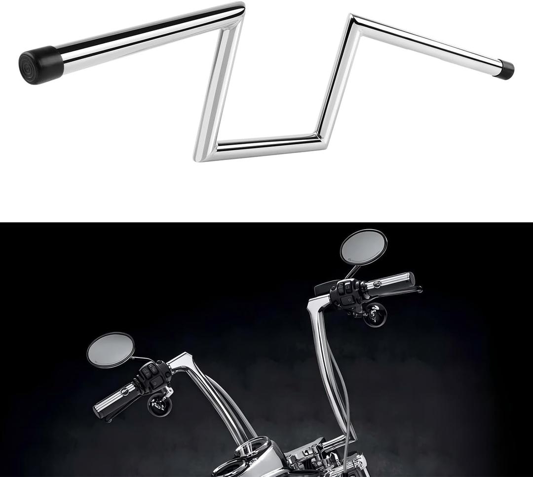 DREAMIZER 1 inch Motorcycle Handlebars 8" Rise 25mm Ape Hanger Z-Bars Compatible With Harley Sportster Softail Dyna Yamaha Suzuki Kawasaki Chopper Cruisers Bobber Cafe Racer custom Bike 1982-Up