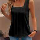 SHENHE Women's Summer Casual Tank Tops Sleeveless Square Neck Slim Fitted Basic Tops (Black, XL)