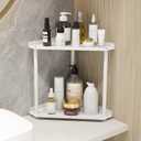 Jesginboo 2 Tier Bathroom Counter Organizer, Vanity Organizer Corner Shelf, Skincare, Makeup Countertop Organizers, Kitchen, Bathroom Counter Storage, White