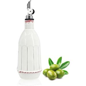 Ceramic Olive Oil Dispenser Bottle, 18oz Opaque Kitchen Oil Bottle with Automatic Stainless Steel Pourer Spout, for Premium Olive Oil, Vinegar, Soy Sauce & Liquids, Single Bottle (1 Piece)