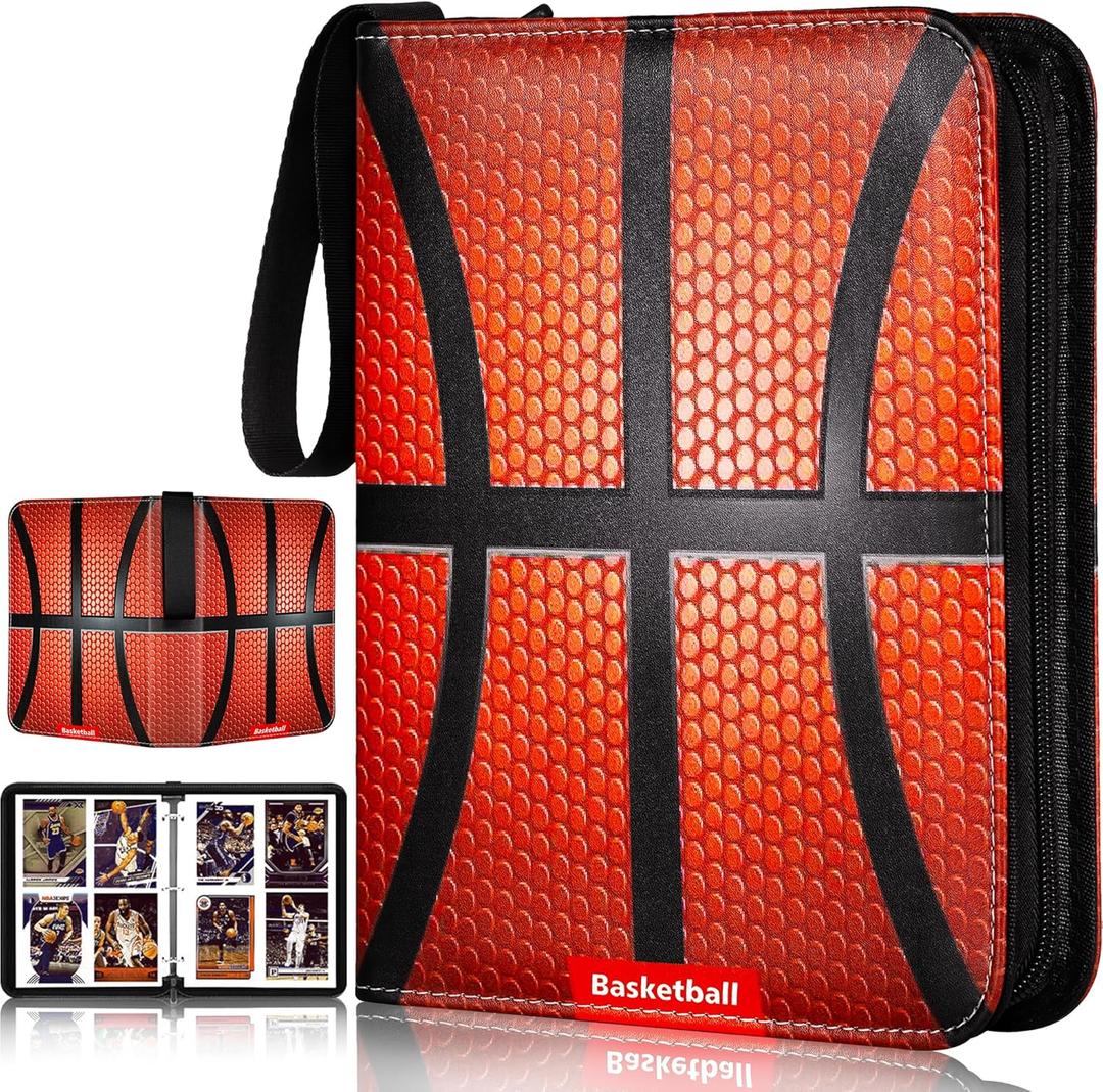 RONMONG Basketball Card Binder,2025-2026 Sports Trading Card with Sleeves Holder Album,440 Pockets Basketball Card Holder Sheets Display Storage Protectors for Collectors Boys and Girls Gift (basketball-style 3)