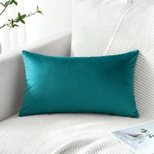 Artscope Luxury Velvet Pillow Covers Decorative Rectangle Pillowcases Soft Solid Cushion Cases for Couch Sofa Bedroom Car Decor 16x24 Inch Teal (24" x 16" (Pack of 1))