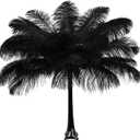 THARAHT Black Ostrich Feathers 12pcs Large Natural Bulk 16-18Inch 40cm-45cm for Wedding Party Centerpieces Halloween and Home Decoration Feathers