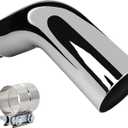 Universal 5" to 8" Exhaust Elbow Pipe with Steel Clamp - Silver Chrome or Black Painted for Car, Truck & Diesel