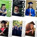 Geelin 6 Pcs 2026 Graduation Sublimation Blanks Photo Frame 7 x 5.9 Inch Picture Frame MDF Sublimation Blank for Graduation Souvenir DIY Personalized Picture Desktop Photo Sign Party Decorations
