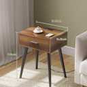 HAIOOU Nightstands Set of 2, Mid Century Modern Night Stand with Charging Station, End Table with Storage Drawer Premium Matte Black Handle,Side Table with Pine Wood Legs for Home Bedroom Living Room, 13.7 inches x 17.7 inches x 24.4 inches