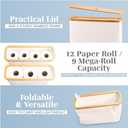 LONBET Toilet Paper Storage for 12 Rolls, Stackable & Foldable - The Ultimate Bathroom Organizer - Waterproof Basket with Bamboo Lid - Elegant Toilet Paper Storage Holder, Beige