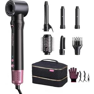 Air Styler, Fast Drying Blow Dryer & Curling StylingTool, Hot Air Styler No Heat Damage, Hot Air Styler Wrap for Curling Volumizing Straightening Styling (Black and Pink)