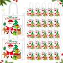 Supervitae 36 Pcs Christmas Santa Claus Clear Gift Bags with Handle Plastic PVC Xmas Tree Gingerbread Goodies Bag Treats Candy Totes for Winter Holiday Party Supplies, 8 x 8 x 3.15 Inch
