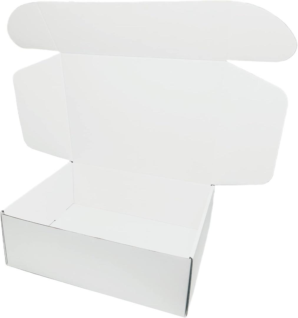 12x9x4 inches Small White Mailers Boxes Recyclable Corrugated Gift Box for Packaging Shipping Set of 10