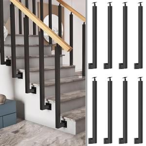 34/36/38/40/42in Side Mount Stair Railing Posts, Indoor Outdoor 270Adjustable Metal Baluster Post, Staircase Balusters with Screws Kit for Deck, Balcony and Porch (34in/86.4cm)