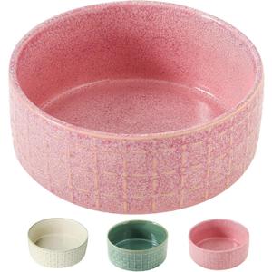 Seyatoo Ceramic Dog Bowls, 6.5inch Dog Food Bowls Water Bowl Dishes for Middle and Small Size Dogs, Pet Plates for Food, Pink