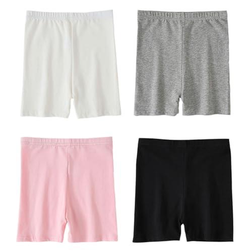 VVEEWUU Kids Girls Cotton Shorts Under Dress Dance Bike Shorts for Playground Gym Sports Multi-Color (8 Years, White/Grey/Pink)