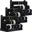 Tuanse 2-Piece Bracelet Holder Stand, Jewelry Holder Organizer with 3 Tiers, Velvet Bracelet Organizer for Storage and Display (Black)