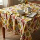 HOMETYGER Cotton Tablecloth 59 x 31 Inch,Rectangular Table Cover for Kitchen Dining Table, Washable Decorative Tablecloth for Everyday Use (Yellow Sunflower)