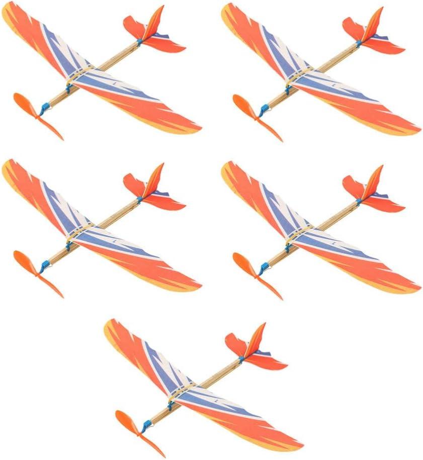 TOYANDONA 5Pcs Rubber Band Powered Aircraft Airplane Model Creative Helicopter for Kids Throwing Glider Airplane Toy for Birthday Party Favor Prize Reward (Random Pattern)