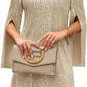 COOAN Wedding Guest Cocktail & Formal Dresses for Women - Lace Sequin Prom Evening Dress (Beige, M)
