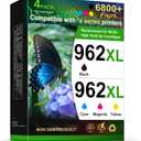 962XL Ink Cartridges Combo Pack Remanufactured for HP 962 Ink Work with *e Series Printers that Activated hp+ Service for HP OfficeJet Pro 9015e 9018e 9010 9025 9020 Series Office Printers (4 Pack)