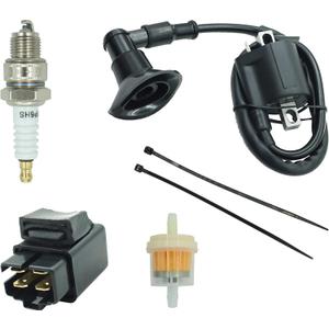 Ignition Coil Fit for Polaris Scrambler 50 90 with Starter Relay Solenoid and Spark Plug,for Polaris Sportsman 90, Predator 50 90 ATV Parts 2001-2006