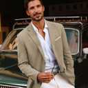 PJ PAUL JONES Mens Blazer Jackets Lightweight Casual Suits Stylish Sport Jacket for Men (Brown)