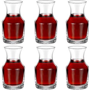 Remagr 6 Pack Single Serving Wine Carafe Glass Small Mini Carafe Individual Wine Refill Decanter for Dinner Parties Tastings Bars Restaurants (7.7 oz)