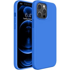 Miracase Compatible with iPhone 12 Pro Max Case, [Soft Anti-Scratch Microfiber Lining], Liquid Silicone Case Gel Rubber Shockproof Drop Protection Phone Case for 12 Pro Max, Mediterranean Blue