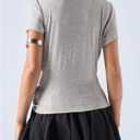 Floerns Women's Plus Size Deep V Neck Short Sleeve T Shirts Draped Ruched Going Out Tops