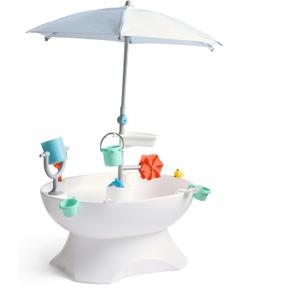 Step2 Sunshine Springs Splash Water Table with CoolBreeze Misting Canopy, Kids Outdoor Water Play Table with Umbrella for Toddlers and Preschoolers, 8 Accessories, Ages 2+, White