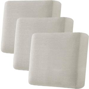 H.VERSAILTEX Super Stretch Individual Seat Cushion Covers - Sofa & Couch Cushion Slipcover Sets - Thick Jacquard Textured Twill Fabric (3 Piece XL Sofa Cushion Covers, Island Fossi)